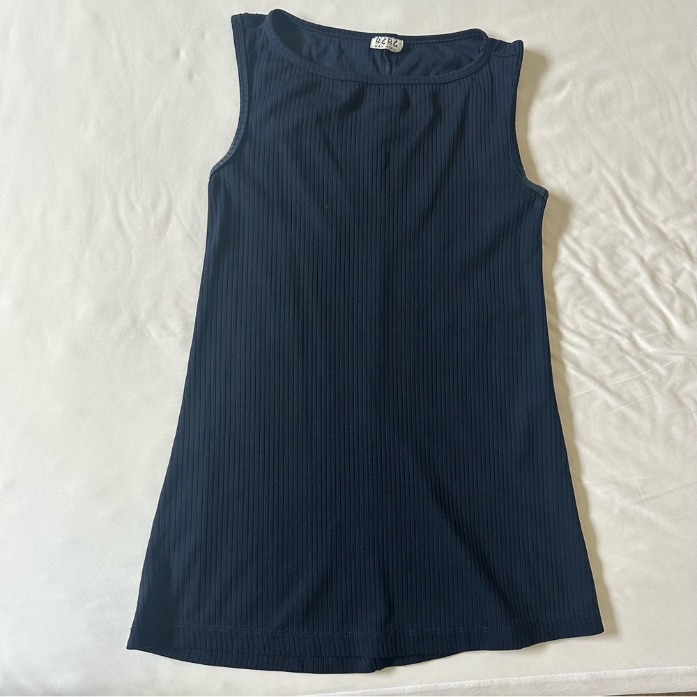 BCBGMaxAzria Navy Ribbed Shift Mini Dress/ Tunic Top- Sz Women’s Medium